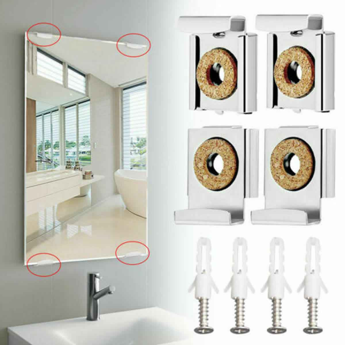 image of a Mirror on a Wall with the Fittings attached